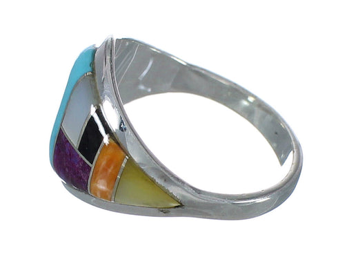 Southwestern Multicolor Silver Ring Size 5-3/4 YX74958